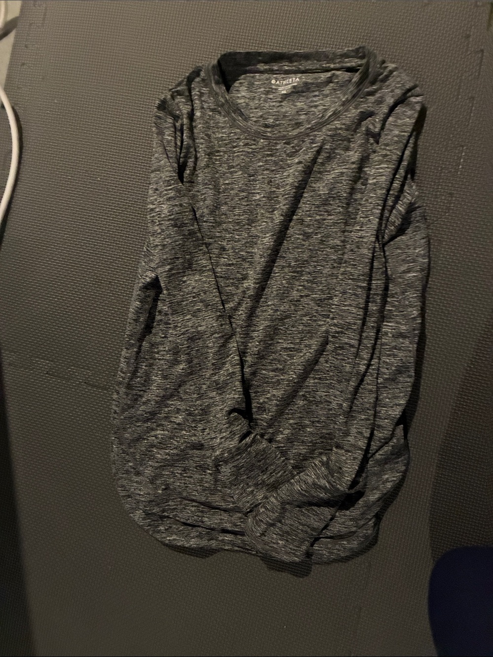 Athleta Marled Charcoal Long-Sleeve Crew Top